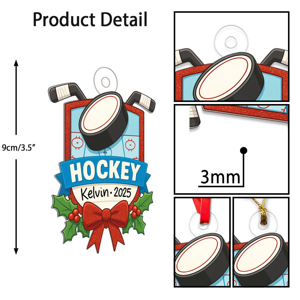 Custom Name Hockey Player Coach Acrylic Ornament Christmas Gift