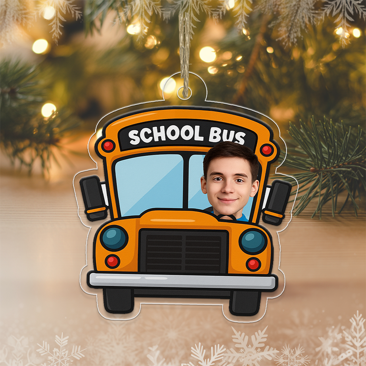 Custom Photo Drive School Bus Ornament, Personalized Bus Driver Christmas Ornament, Yellow Bus Ornament, Holiday Keepsake