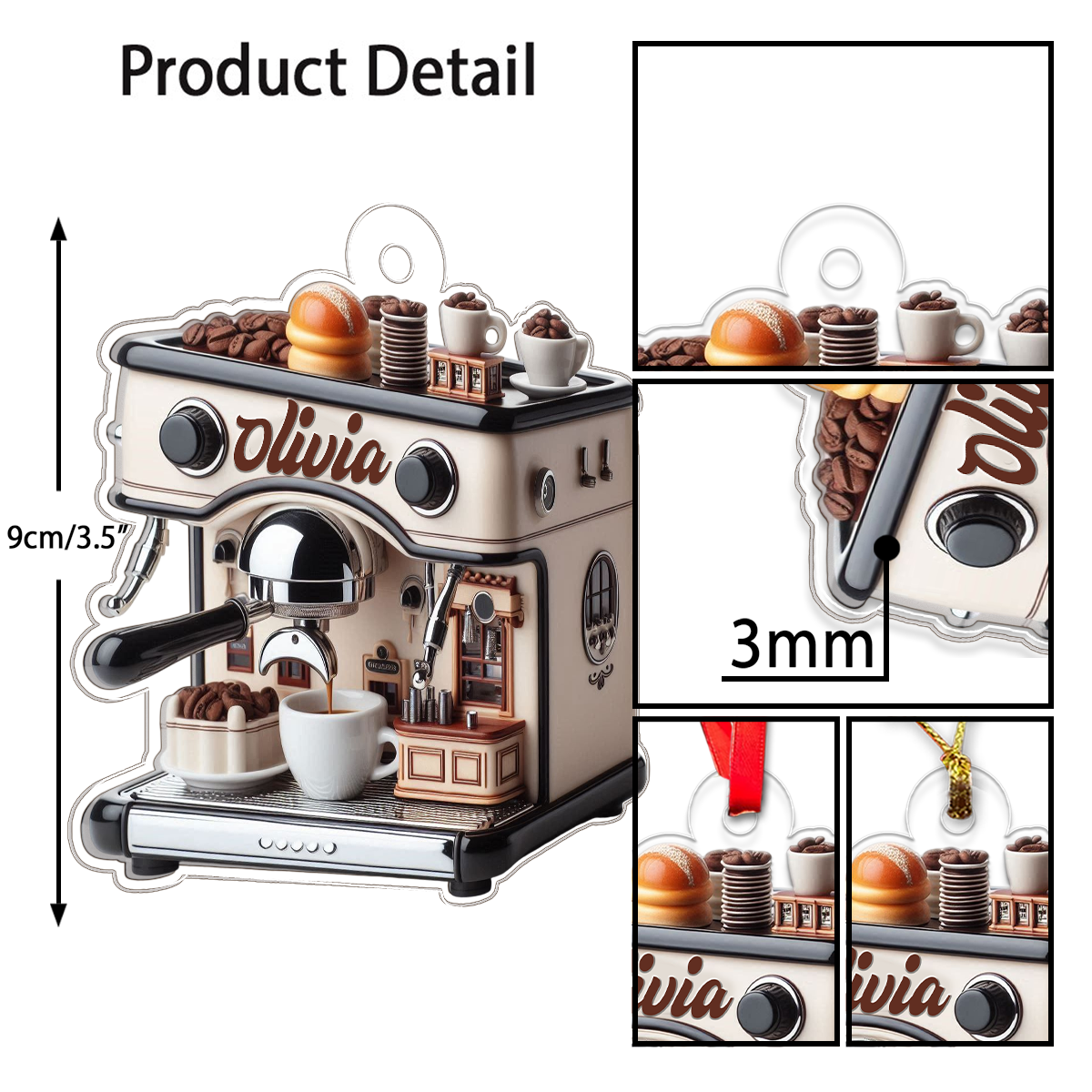 Custom Name Coffee Maker For Coffee Lover Acrylic Ornament Christmas Gift