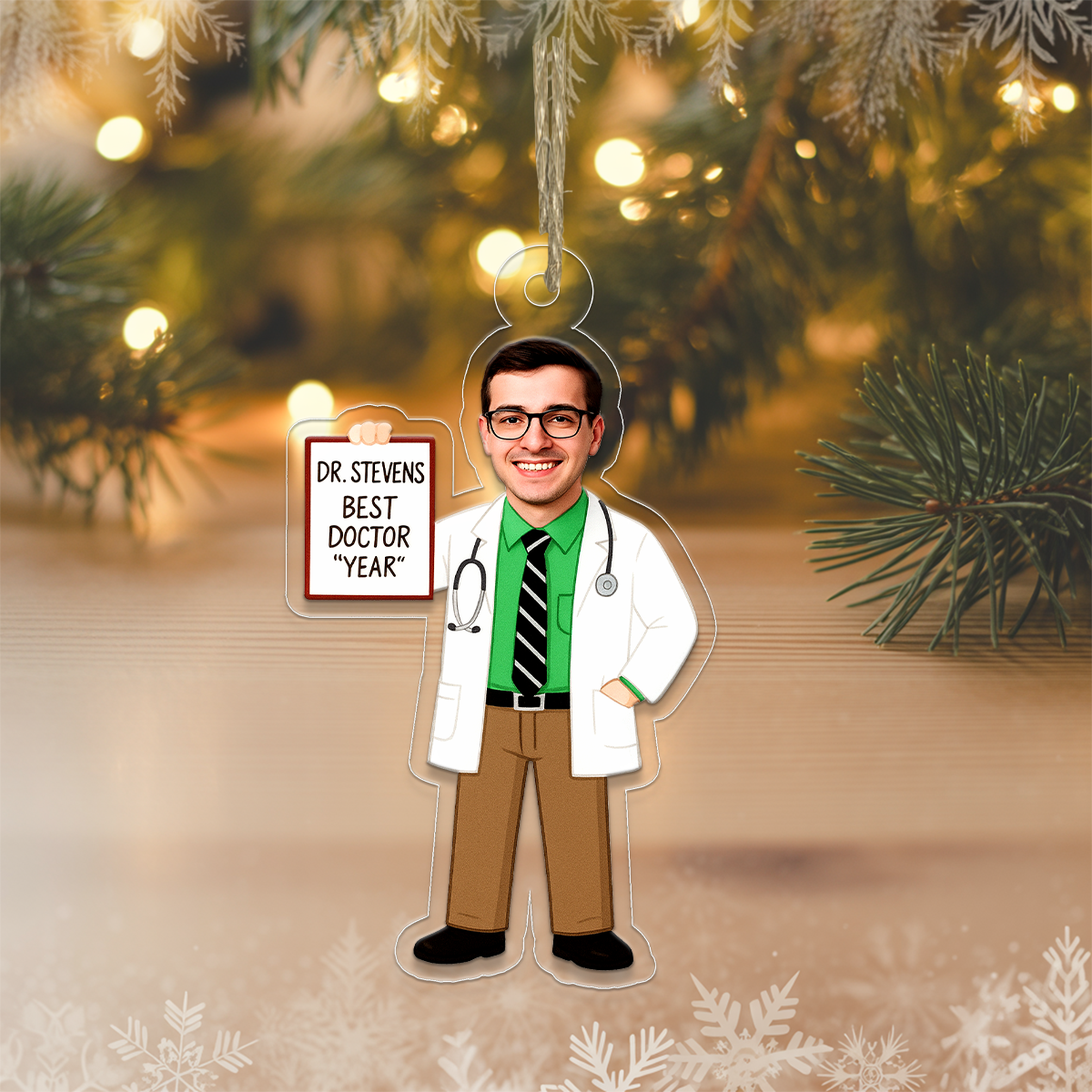 Custom Photo Male Doctor Ornament, Personalized Medical Christmas Ornament, Doctor Gift, Nurse Dentist Ornament, Unique Holiday Decoration