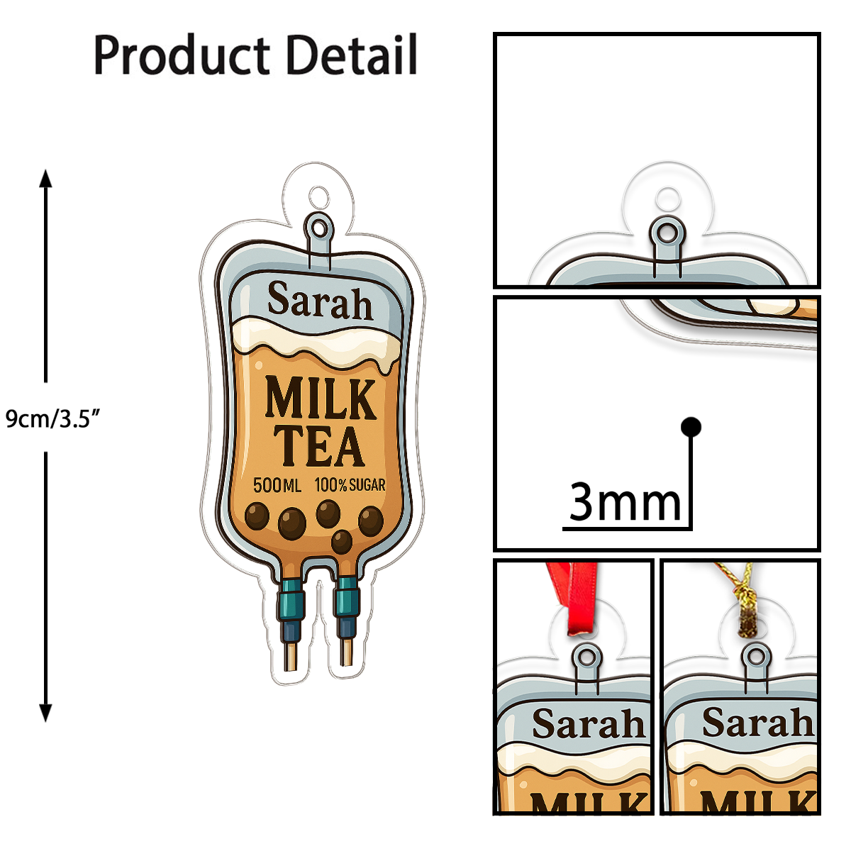 Personalized Milk Tea Bag Ornament, Custom Bubble Tea Christmas Ornament, Milk Tea Lover Gift, Drink Ornament, Holiday Keepsake Decoration