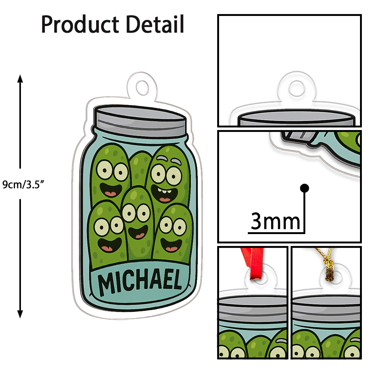 Personalized Funny Pickle Ornament, Custom Christmas Ornament, Pickle Lover Gift, Funny Holiday Decoration, Gift for Friends
