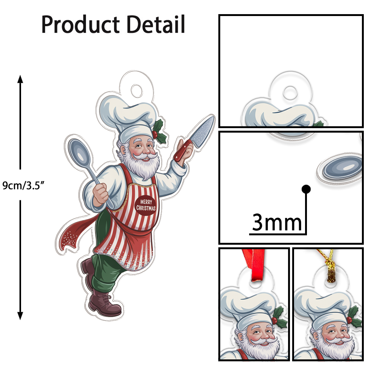 Personalized Santa Chef Acrylic Ornament Christmas Gift