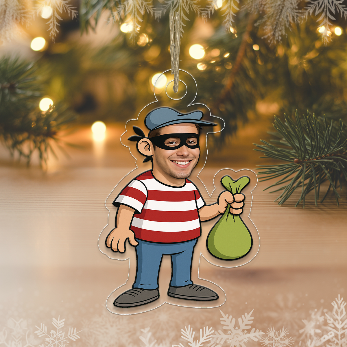 Custom Photo Thief Ornament, Personalized Funny Christmas Ornament, Gag Gift Holiday Decoration, Humor Keepsake, Unique Xmas Ornament