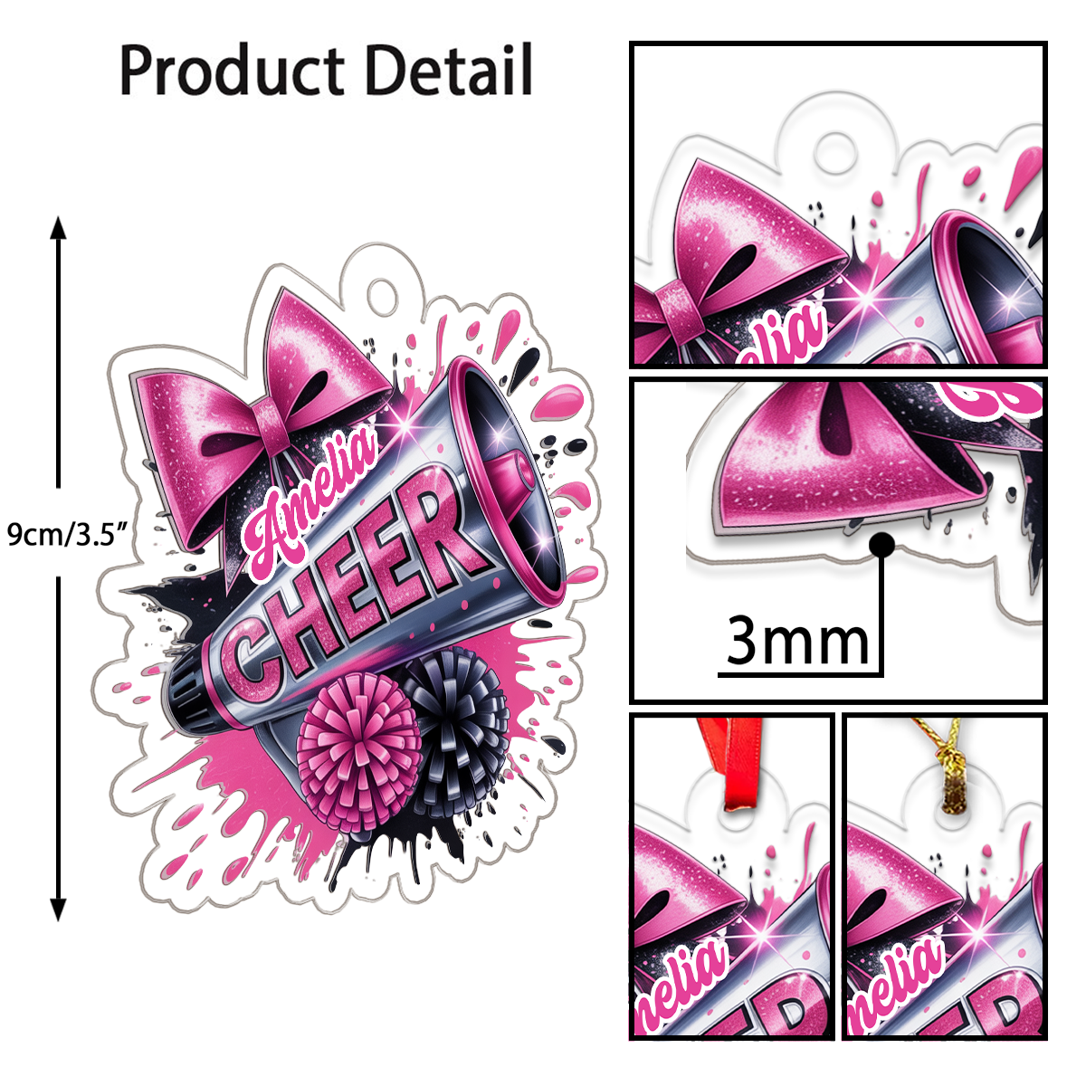Custom Name Cheerleader For Girl Acrylic Ornament Christmas Gift