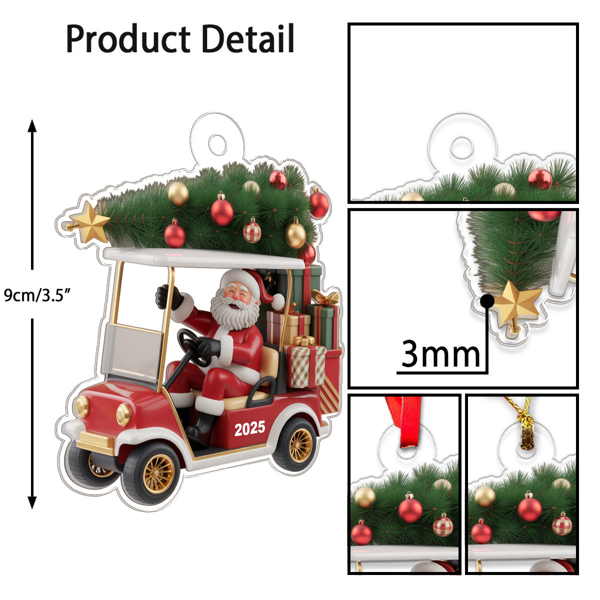 Custom Name Golf Cart For Golf Team Acrylic Ornament Christmas Gift