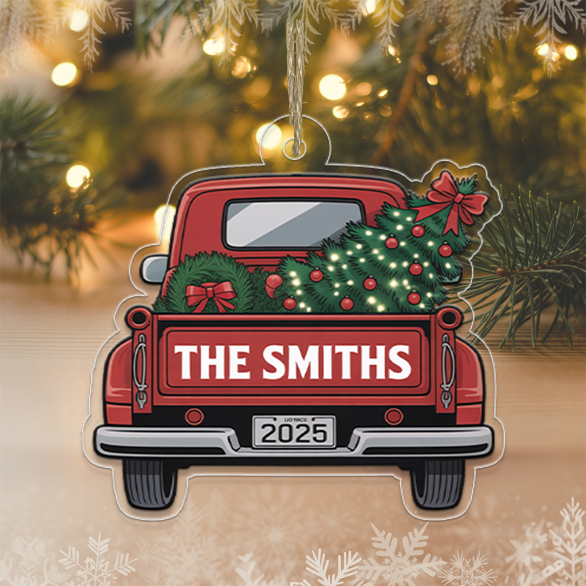 Family Adventures Begin Here - Vintage Truck Christmas Ornament - Gift For Family