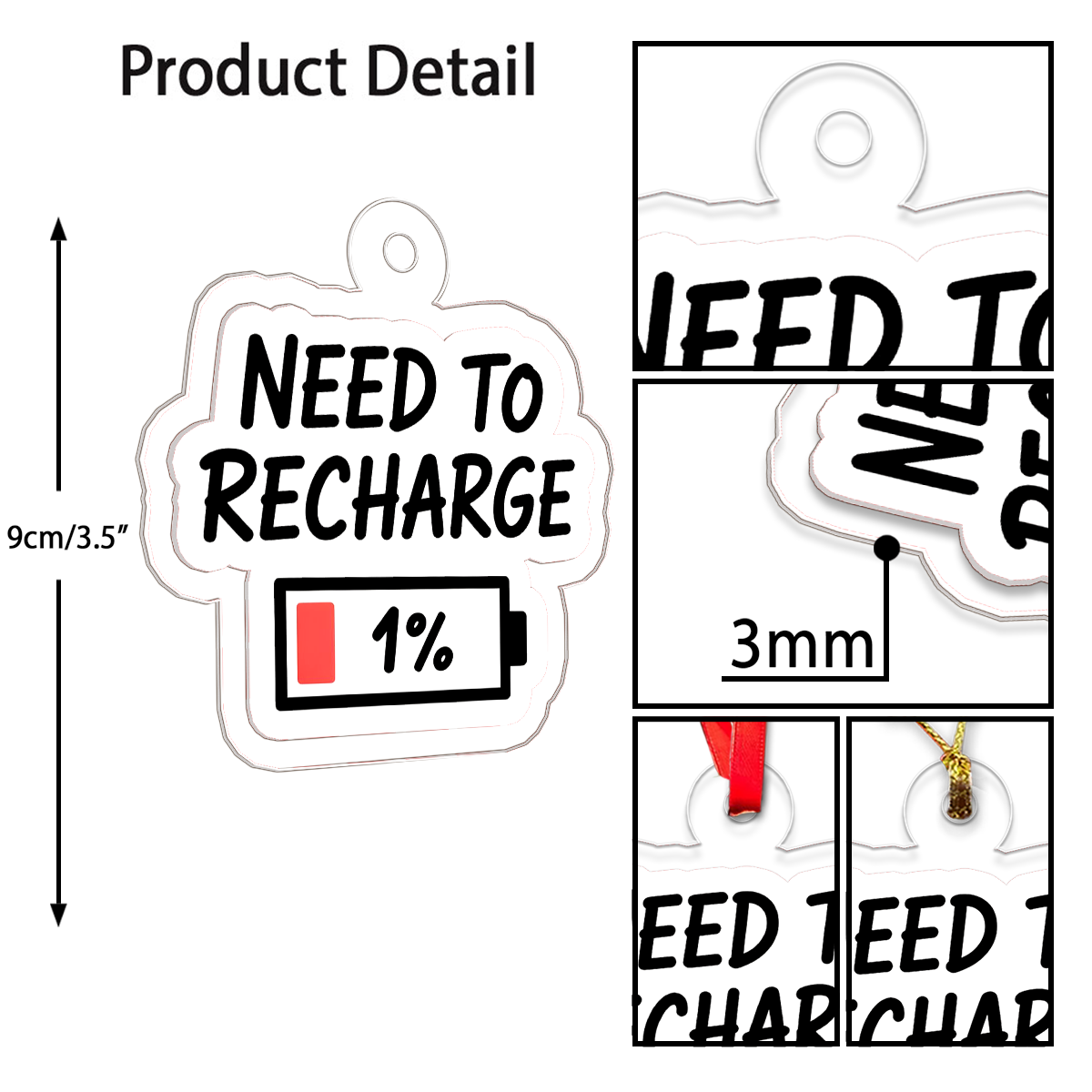 Funny Need To Recharge One Percent Ornament, Battery Ornament, Custom Tech Christmas Ornament, Gamer Gift, Low Power Gag Gift