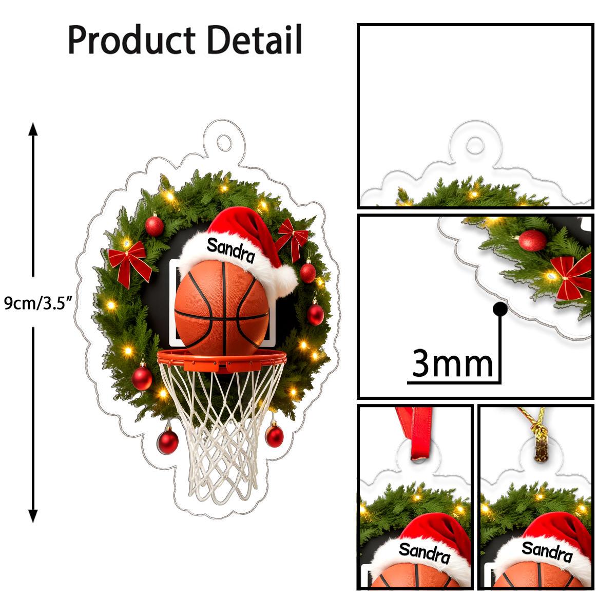 Custom Name Basketball Merry Xmas Acrylic Ornament Christmas Gift