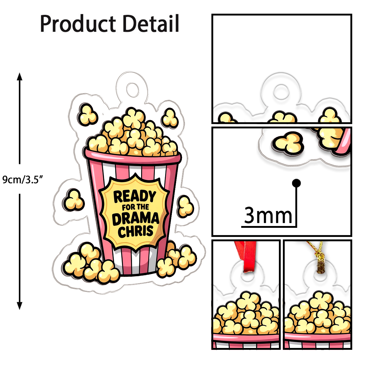 Personalized Popcorn Ready For The Drama Ornament, Funny Gag Gift Christmas Ornament, Sassy Ornament for Drama Lovers