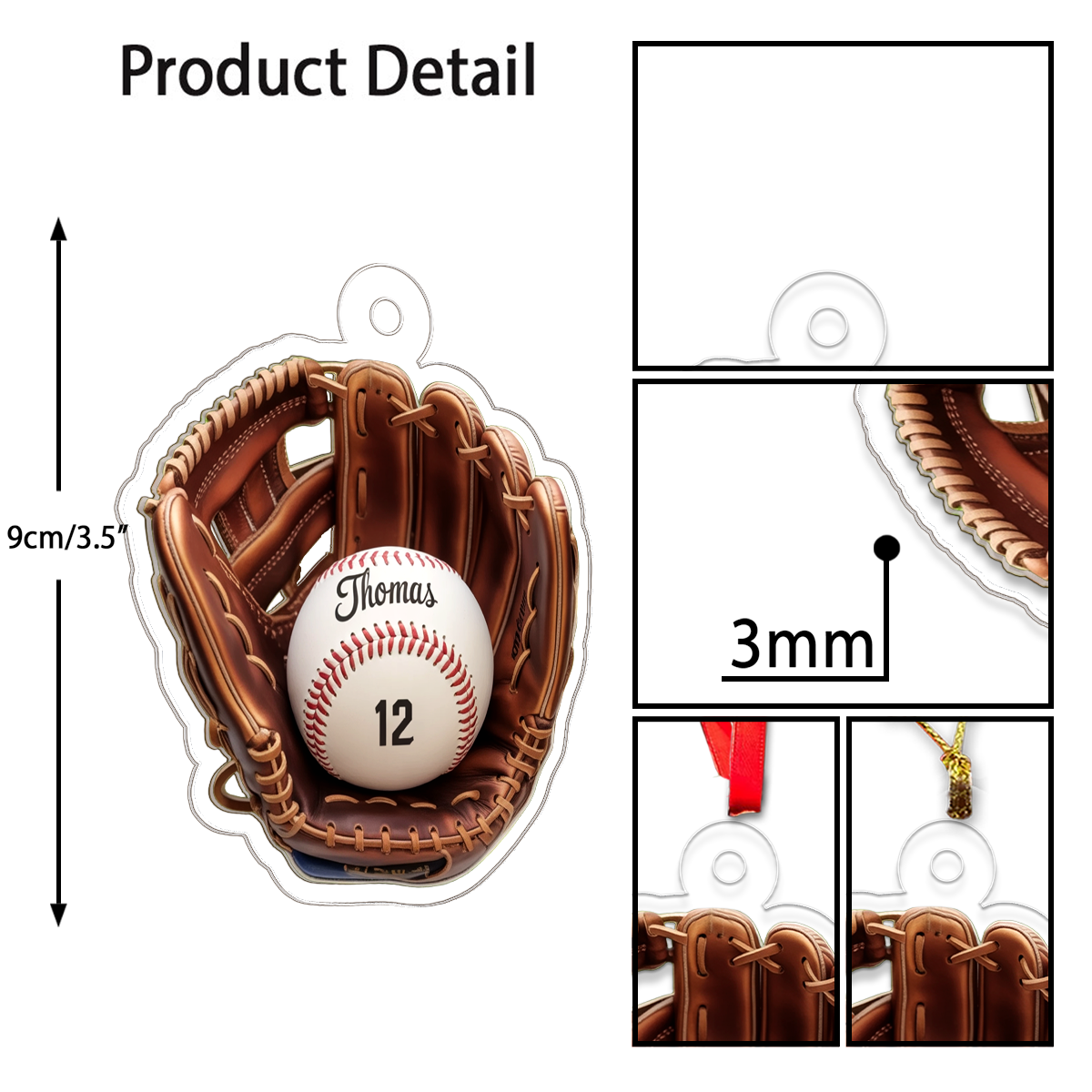 Custom Name Baseball Player Christmas Acrylic Ornament Christmas Gift