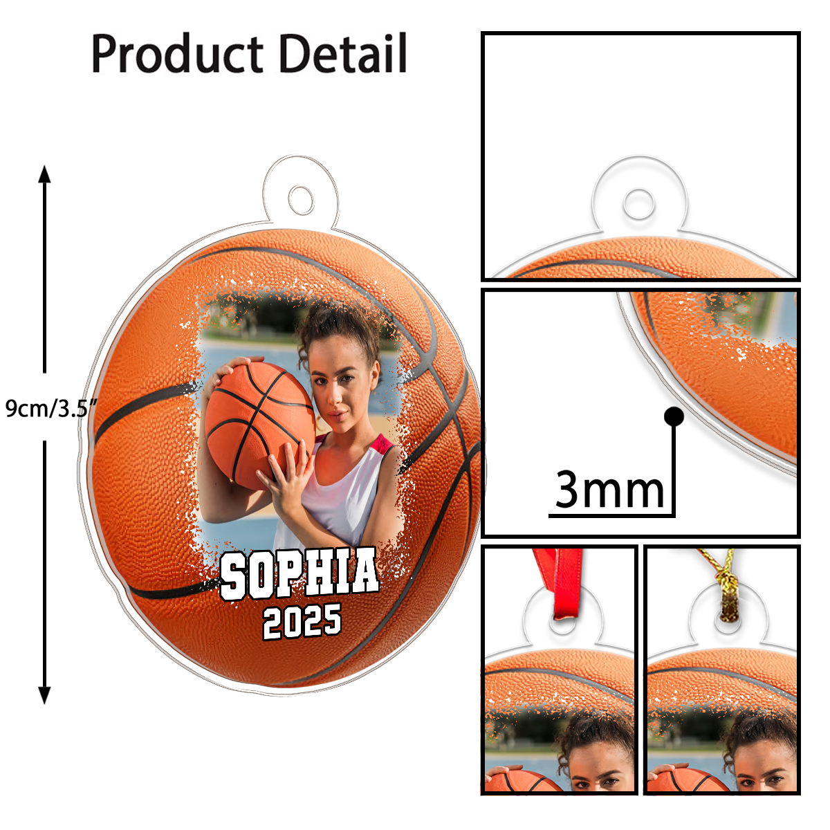 Custom Photo Basketball Player With Name And Number Acrylic Ornament Christmas Gift