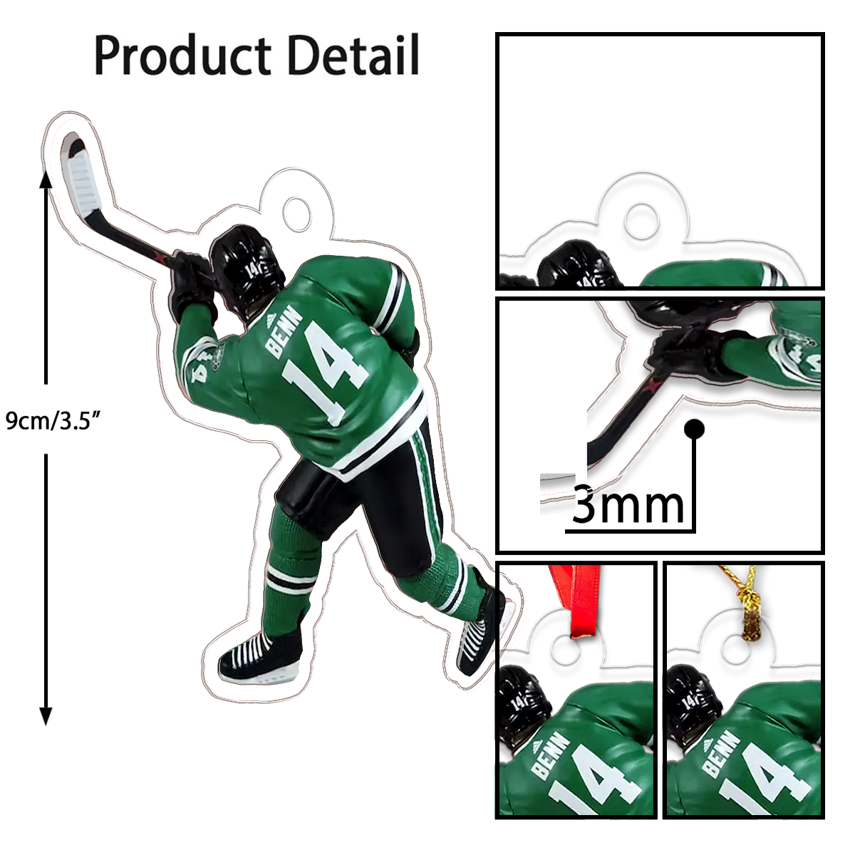 Custom Photo Hockey Player Acrylic Ornament Christmas Gift