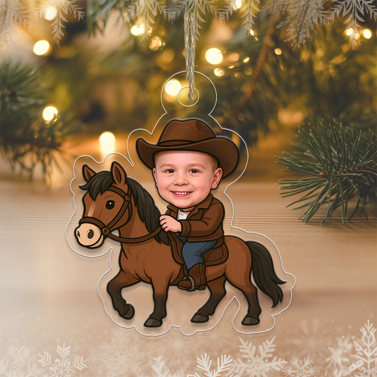 Custom Photo Riding Horse Ornament, Personalized Equestrian Christmas Ornament, Horse Lover Gift, Country Lifestyle Holiday Keepsake