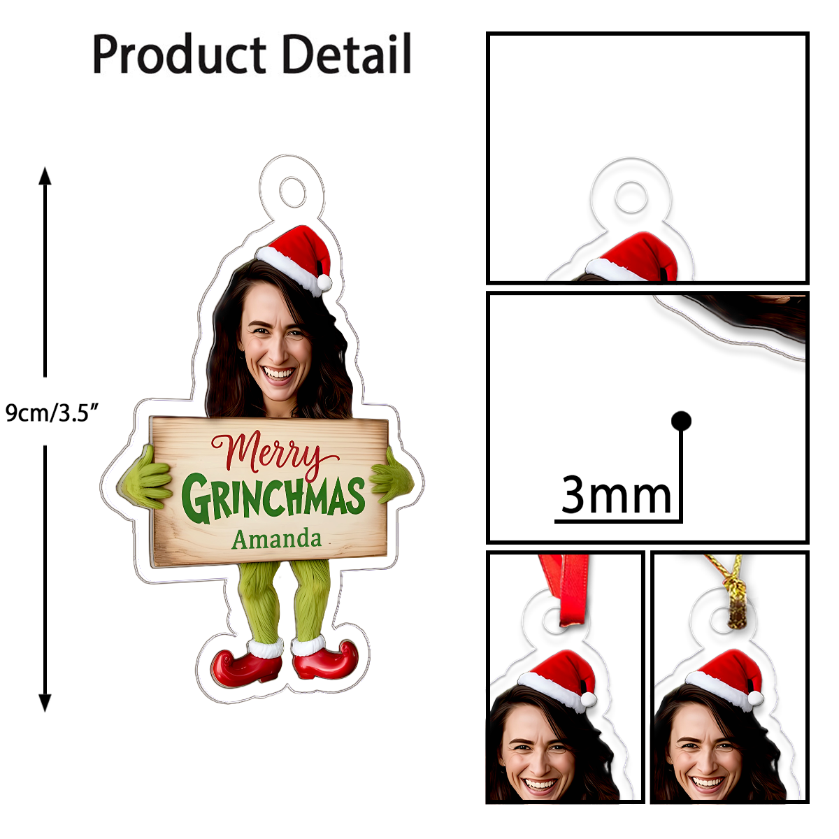 Custom Face Photo Funny Christmas 1 Acrylic Ornament Christmas Gift