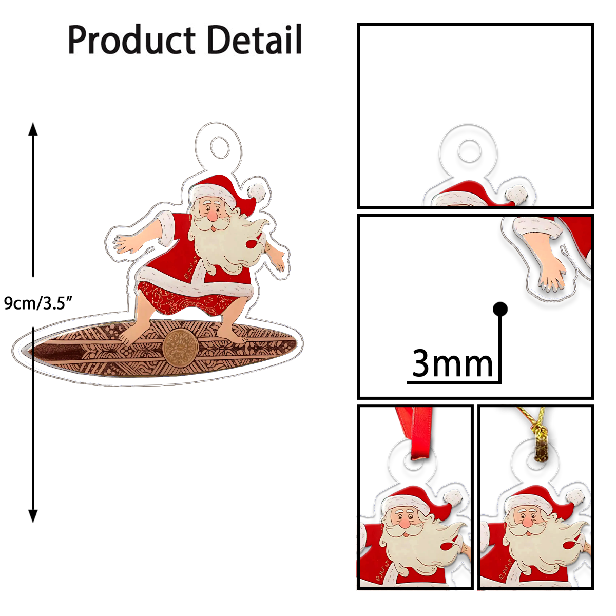 Santa Claus Surf Acrylic Ornament Polynesian Art