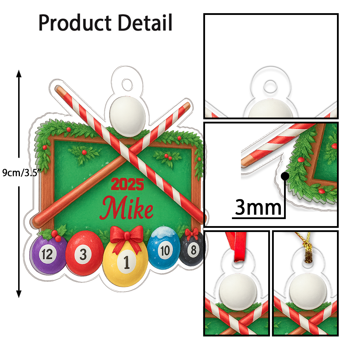 Custom Name Billiard Merry Christmas