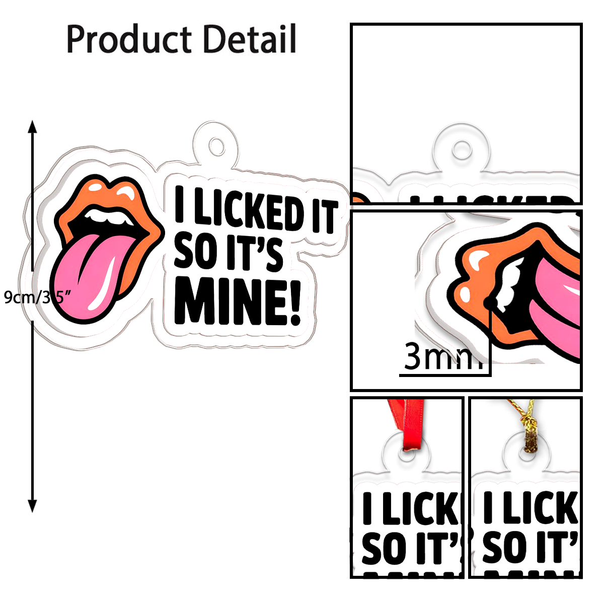I Licked It So It's Mine Acrylic Ornament, Funny Holiday Ornament, Gag Gift, Naughty Christmas Decoration, Unique Keepsake