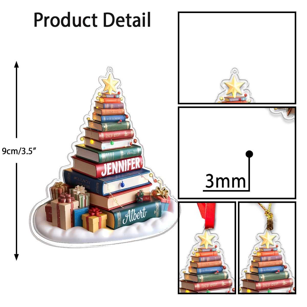 Personalized Christmas Book Tree Acrylic Ornament Christmas Gift