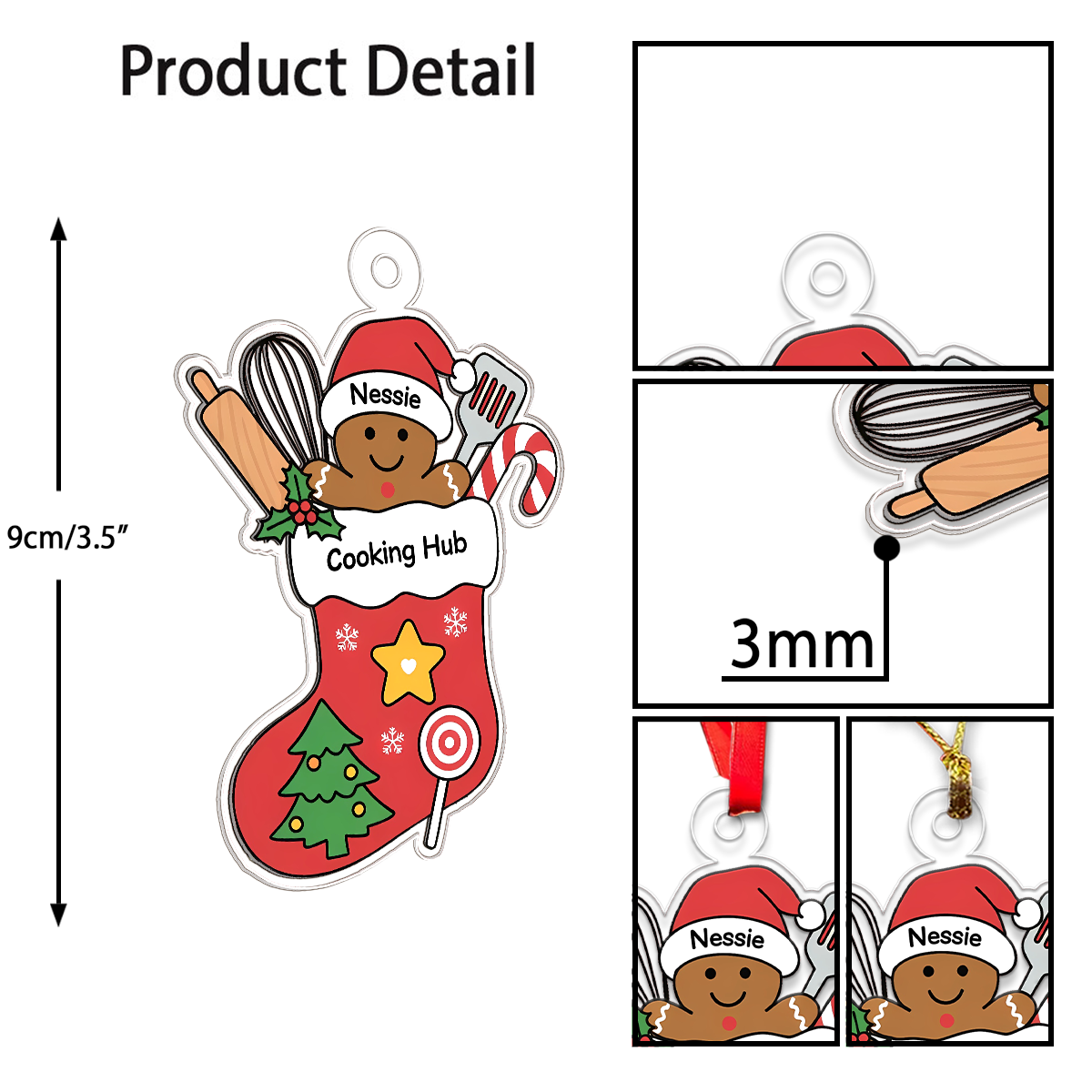 Personalixed Cooking Hub Christmas Stocking Acrylic Ornament Christmas Gift