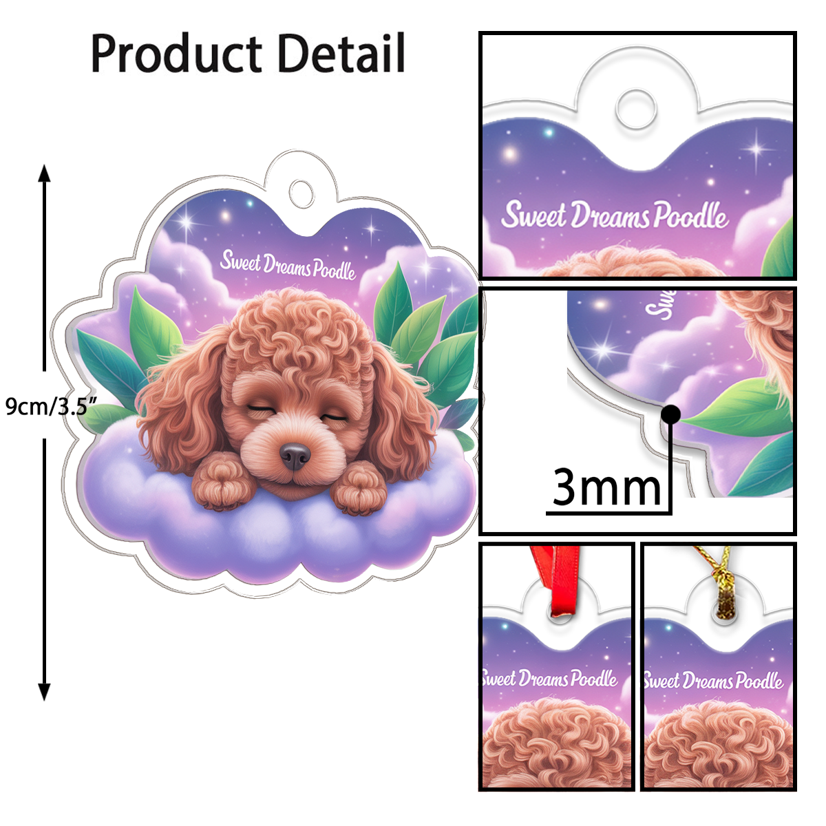 Poodle Sleep On Fallen Leaves Acrylic Ornaments2