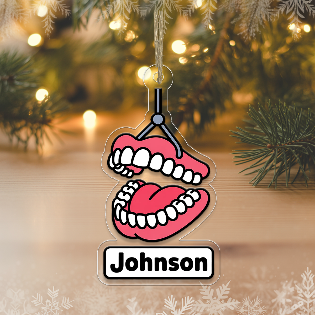 Personalized Open Mouth Dental Ornament, Custom Dentist Christmas Ornament, Orthodontic Braces Gift, Dental Ornament, Funny Tooth Decoration