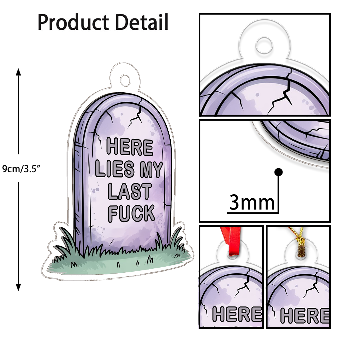 Funny Here Lies My Last Tombstone Ornament, Grave Ornament, Dark Humor Christmas Ornament, Sarcastic Gag Gift, Holiday Decoration