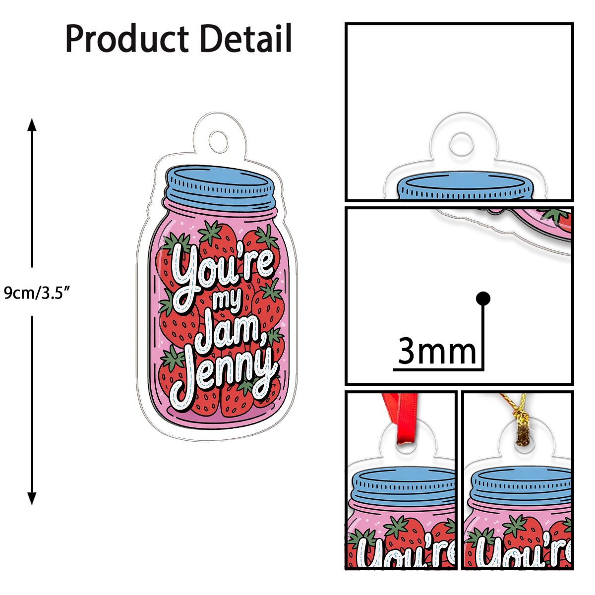 You're My Jam Strawberries Ornament, Personalized Custom Christmas Ornament, Romantic Gift for Couple, Sweet Holiday Keepsake
