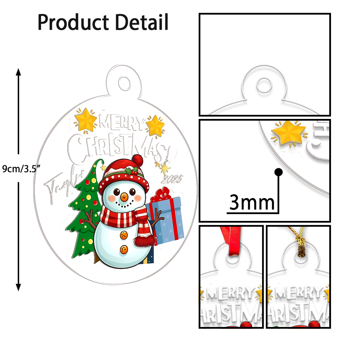 Custom Name Pickleball Snowman Acrylic Ornament Christmas Gift