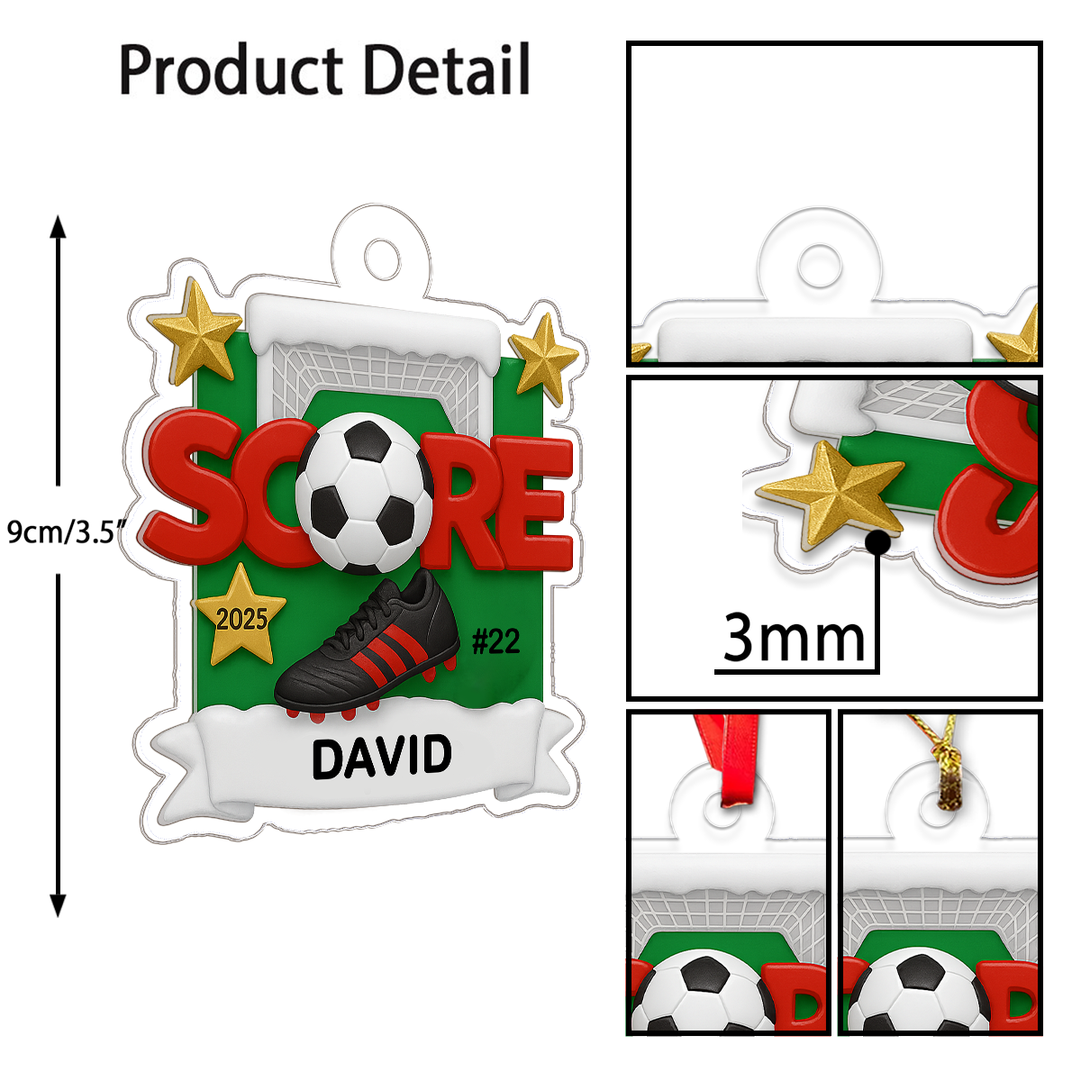 Custom Name Soccer Player 2025 Acrylic Ornament Christmas Gift