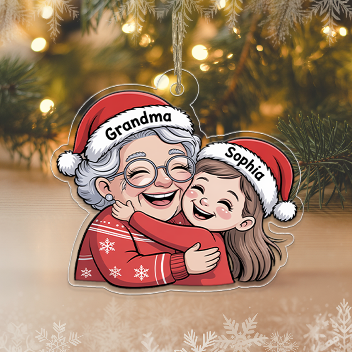 Personalized Grandma And Grandkid Christmas Ornament