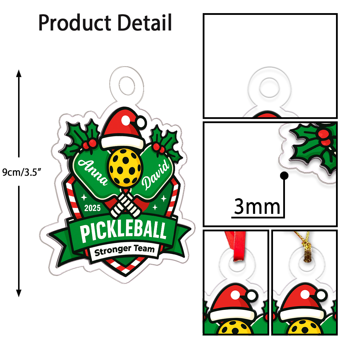 Custom Name Pickleball Friendship Player Acrylic Ornament Christmas Gift