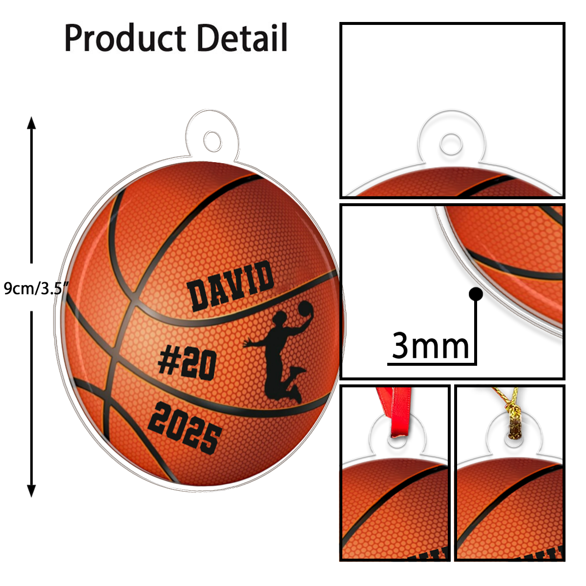 Custom Name And Number Basketball Player Team Acrylic Ornament Christmas Gift