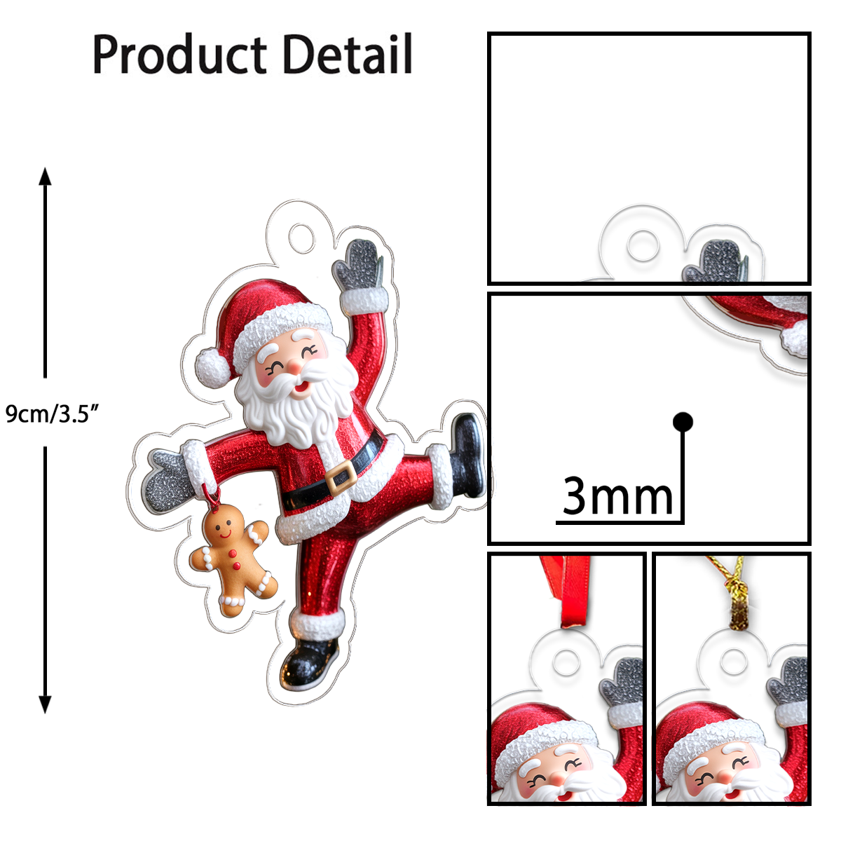 Personalized Santa Claus with Gingerbread Men Acrylic Ornament Christmas Gift