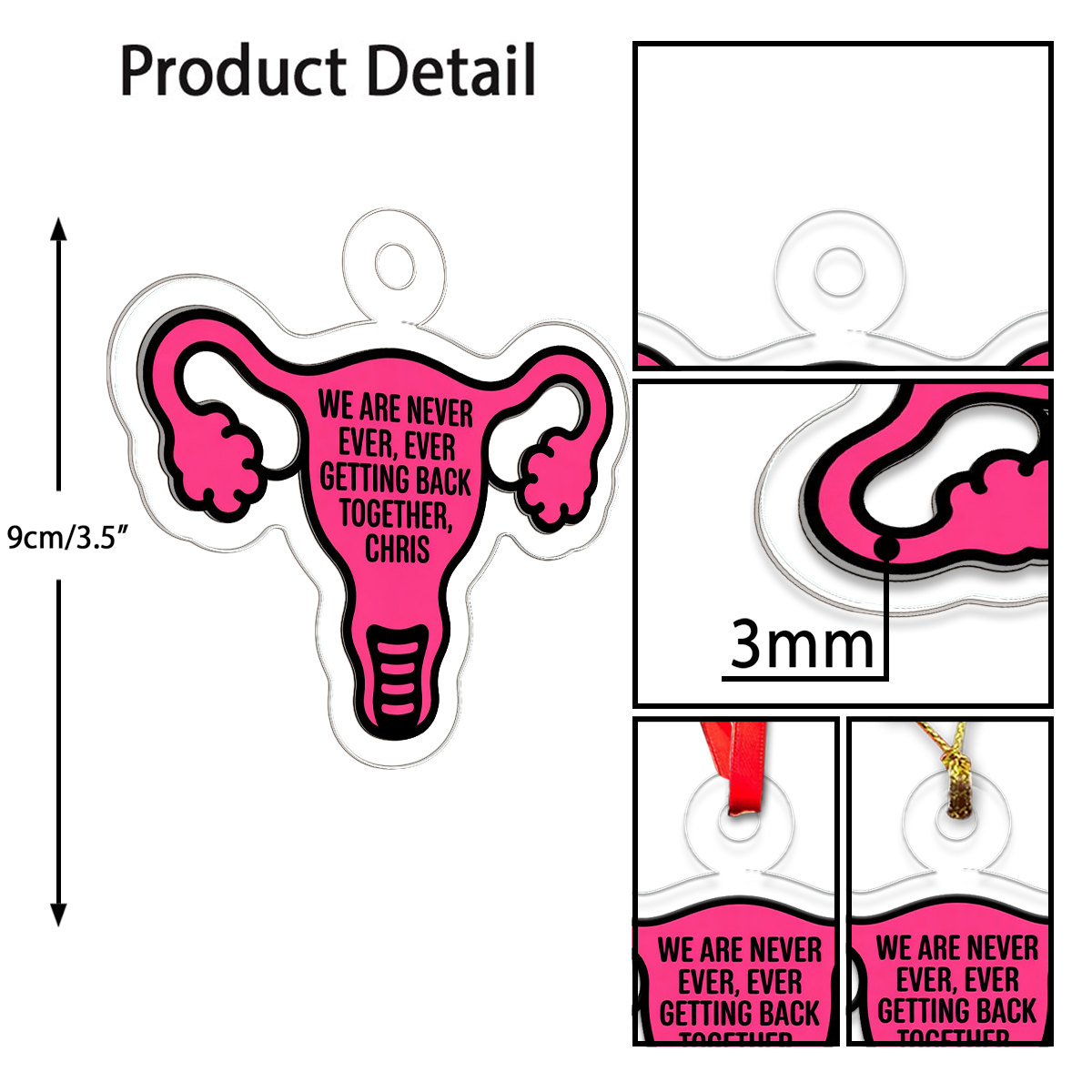 Personalized We Are Never Ever Ever Getting Back Together Uterus Ornament, Funny Breakup Christmas Ornament, Holiday Humor Decoration