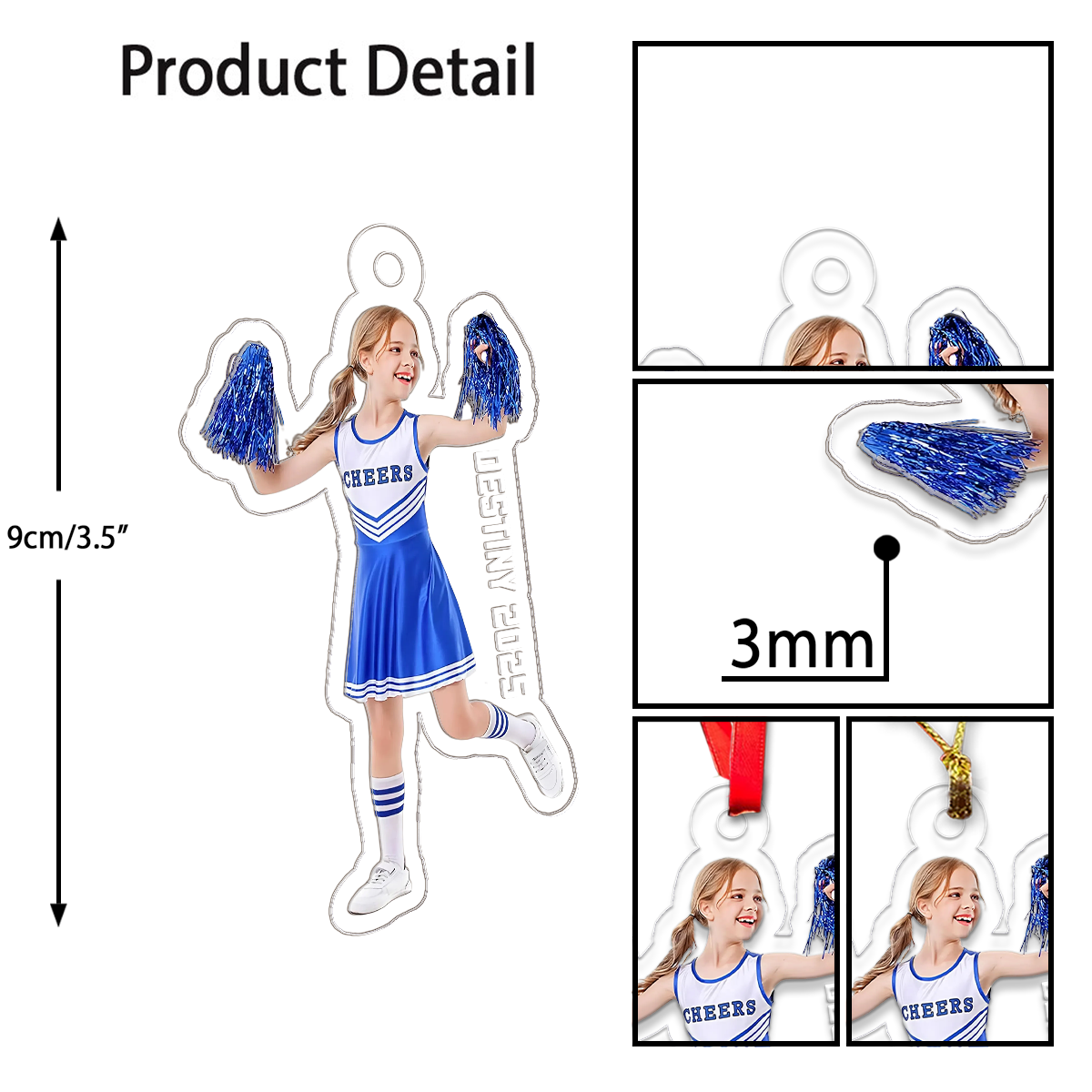 Custom Photo Cheerleader Girl Acrylic Ornament Christmas Gift