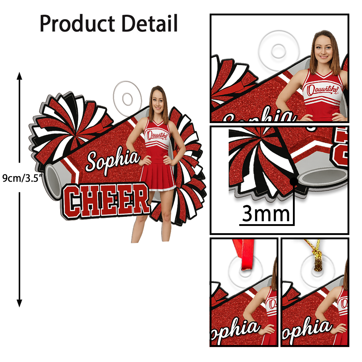 Custom Photo Cheer Girl Xmas Acrylic Ornament Christmas Gift
