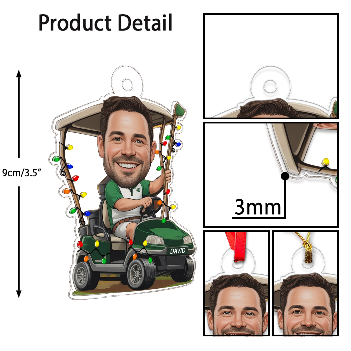 Custom Photo Golf Player Acrylic Ornament Christmas Gift