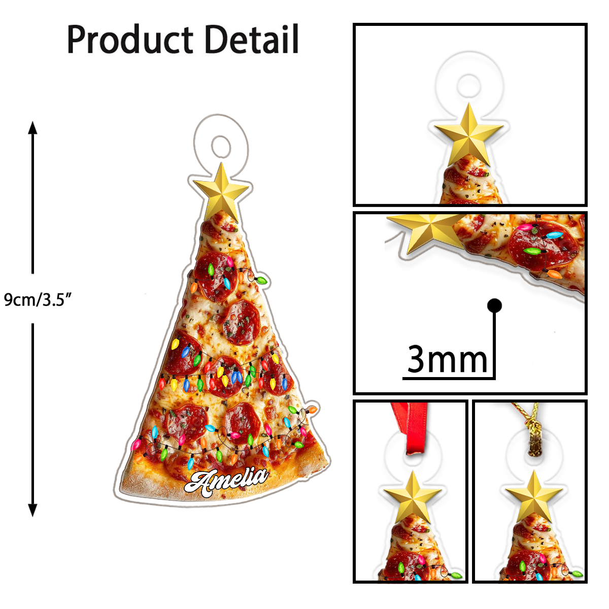 Custom Name Pizza Christmas Food Acrylic Ornament Christmas Gift