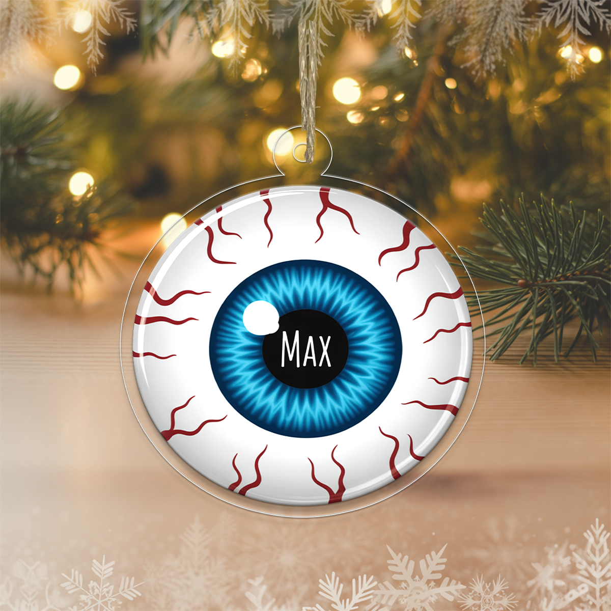 Personalized Veins Eyes Ornament, Custom Creepy Eye Christmas Ornament, Funny Horror Ornament, Unique Gag Gift