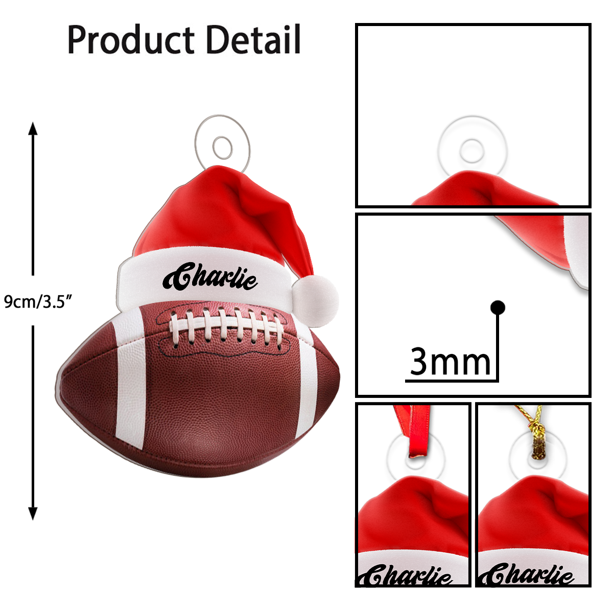 Personalized  Football Acrylic Ornament Christmas Gift