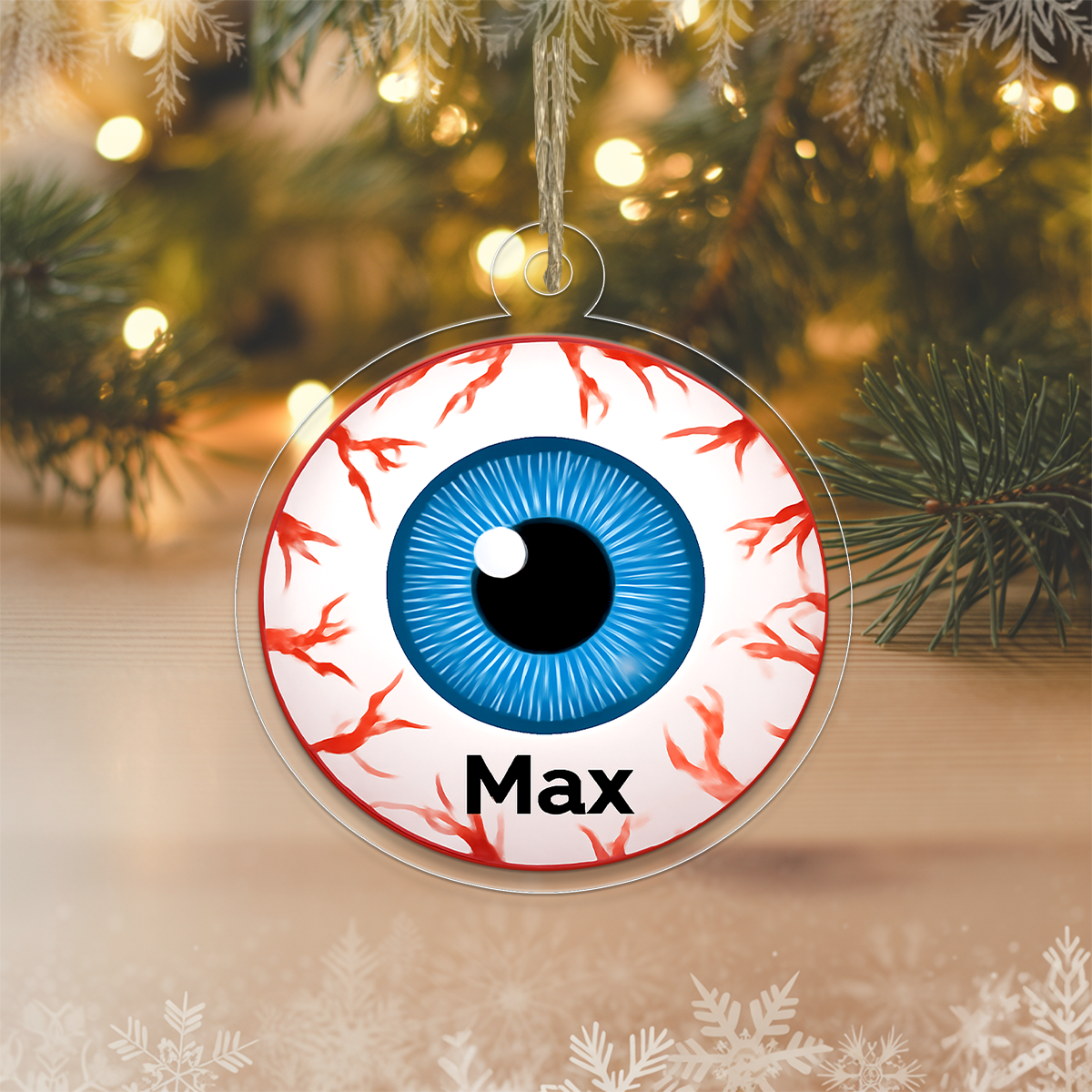 Personalized Veins Eyes Acrylic Ornament, Custom Creepy Eye Christmas Ornament, Funny Horror Ornament, Unique Gag Gift