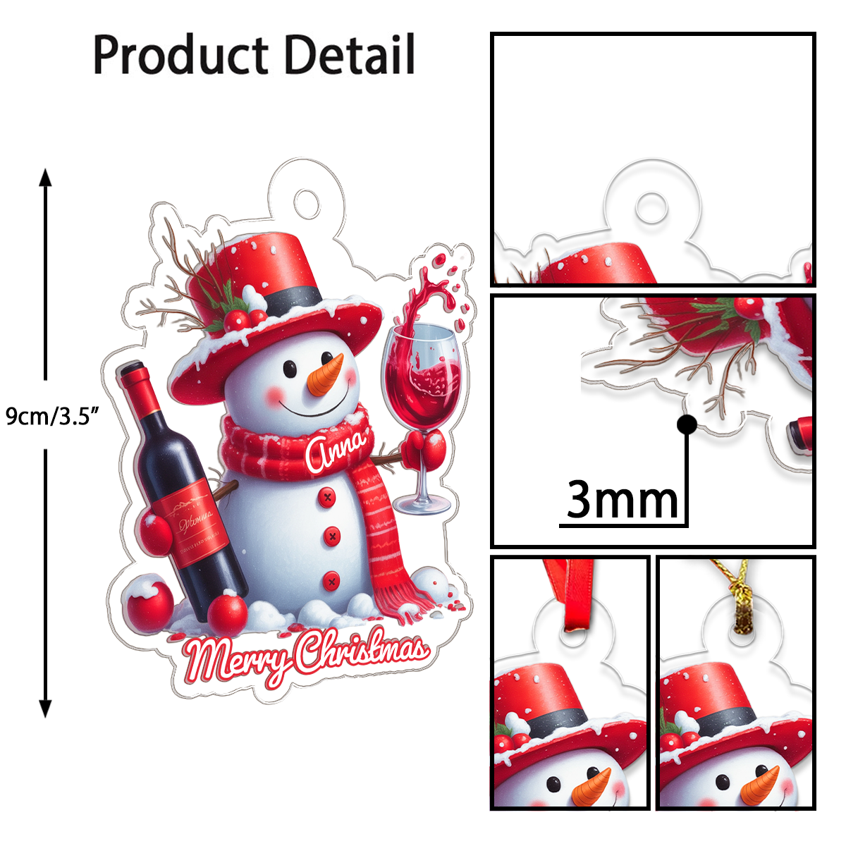 Custom Name Wine Lover Snowman