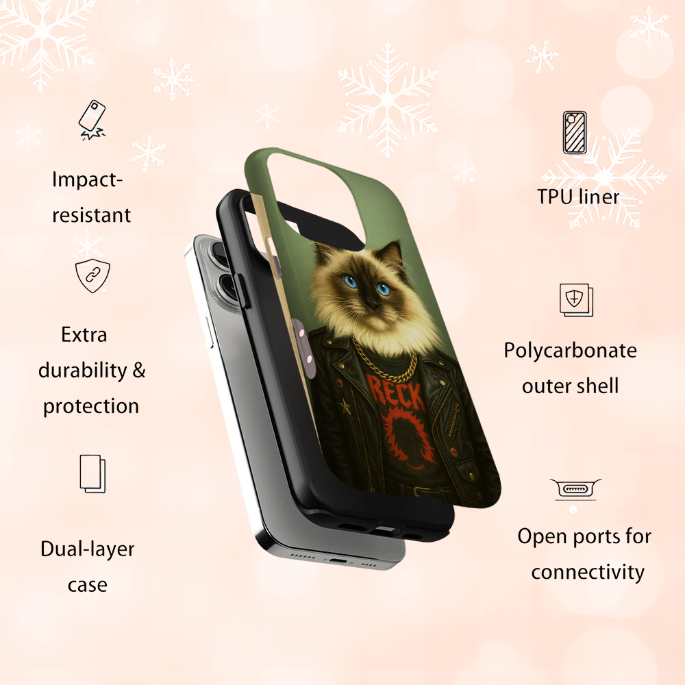 Custom Photo Rock n Roll Cat Phone Case _ Gift For Cat Lovers