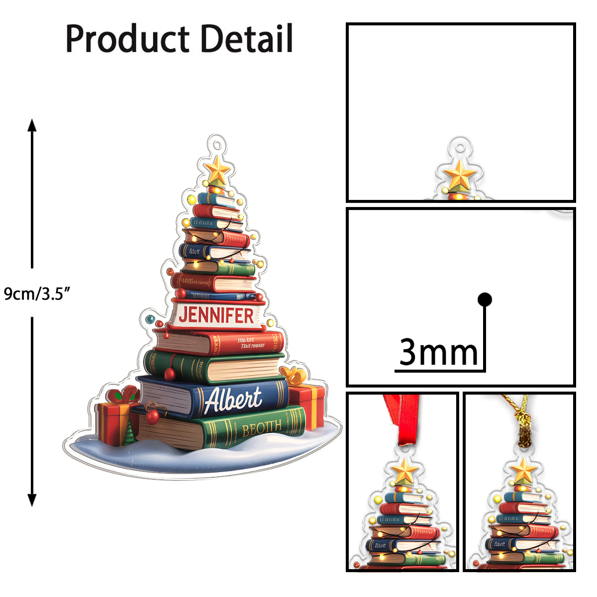 Custom Name Book Christmas Tree Acrylic Ornament Christmas Gift