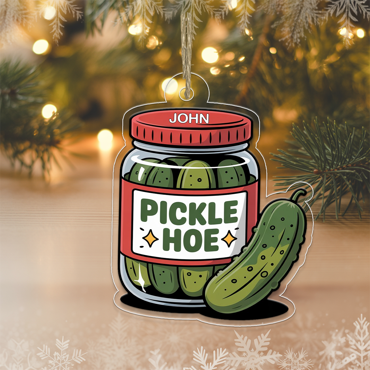 Personalized Pickle Hoe Ornament