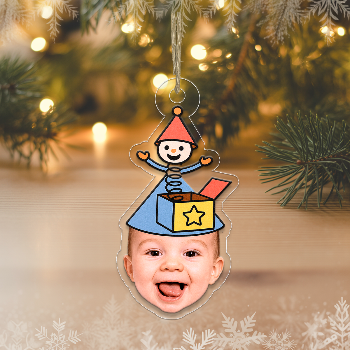 Custom Photo Baby with Funny Hat Ornament, Personalized Baby Christmas Ornament, Cute Holiday Decoration, Family Keepsake Gift