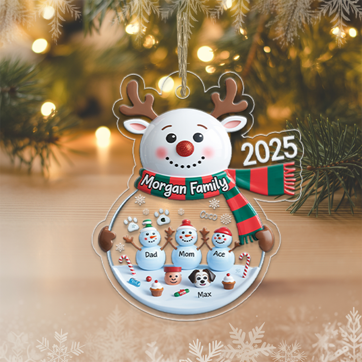 Personalized Snowman Family Ornament 2025