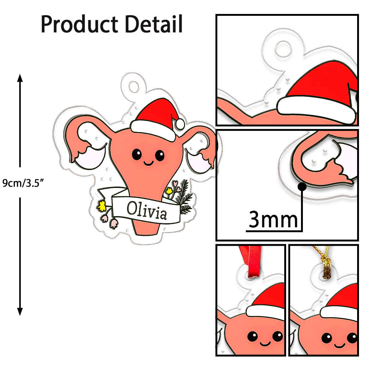 Personalized Christmas Uterus Ornament – Funny Custom Medical Gift for Gynecologist, OB GYN, Nurse, Doctor, Women’s Health Holiday Decor