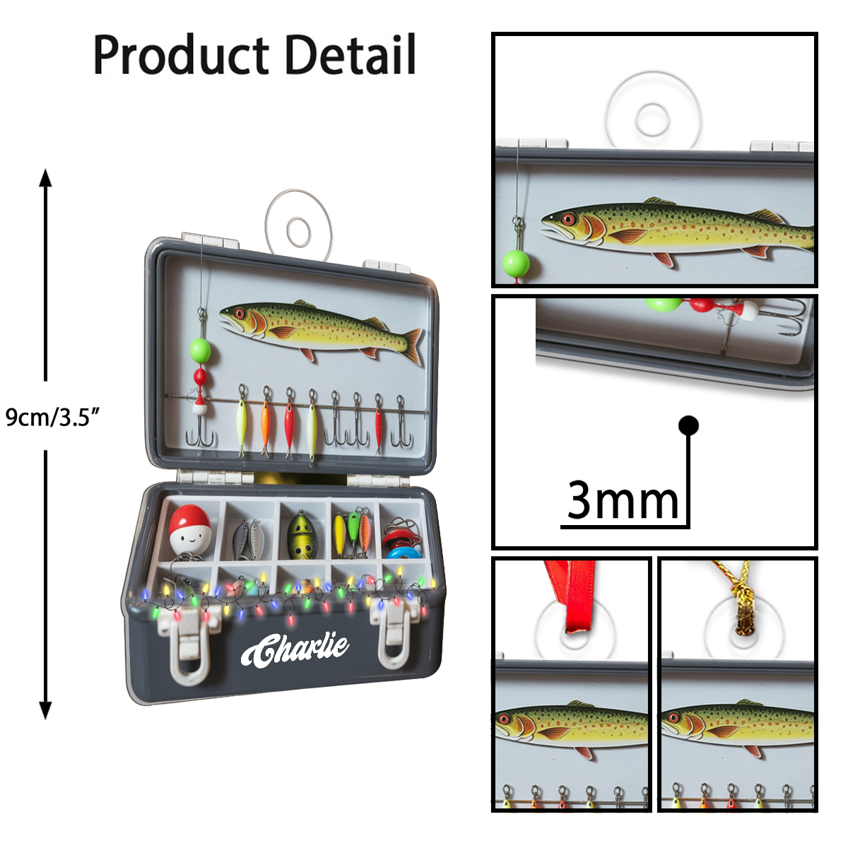 Custom Name Fishing Tackle Box Acrylic Ornament Christmas Gift